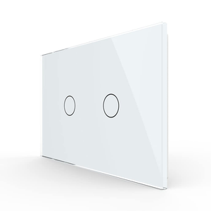 Livolo Interrupteur tactile 2 gangs 1 voie avec panneau en verre trempé, indicateur LED, sans fil neutre requis, 4 couleurs : Noir, Blanc, Or, Gris - Product Image 1