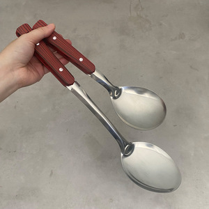 Bộ dụng cụ nhà bếp bằng thép không gỉ bán buôn, gồm muôi, vá, dụng cụ nấu ăn với cán nhựa giả gỗ, dùng cho gia đình - Product Image 5