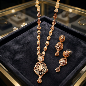 Venta al por mayor de collares de oro de 14K 18K 24K, conjunto de joyería turca moderna, joyería de moda, conjunto de joyería de lujo de oro de latón. - Product Image 4