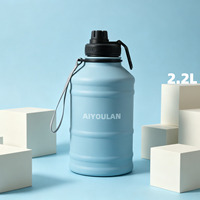 Bouteille d'eau en acier inoxydable de 2,2 litres avec logo personnalisé, bouteille de sport, 2200 ml, à paroi simple, nouvelle, grande capacité, cadeaux d'affaires