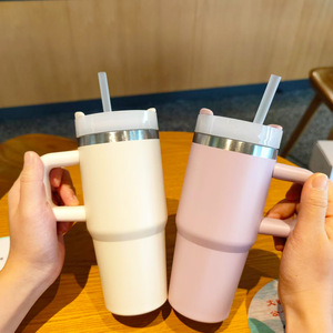 Stainless Steel Tumbler 14oz With Straw Handle Portable For Travel And Car Use - Product Image 2
