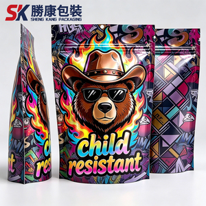 Gravure Printed PE Laminated Matt Stand up Mylar Pouch with Zipper Top for Childproof Hemp Flower Storage - Product Image 1