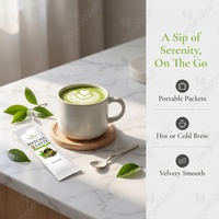 Poudre de matcha infusée au collagène de qualité supérieure en sachets individuels, mélange de boisson au matcha favorisant la vitalité de la peau et l'énergie naturelle quotidienne