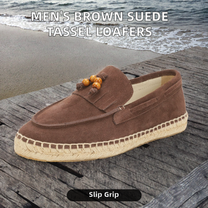Alpargatas de Ante Marrón para Hombre al por Mayor, Mocasines con Borlas, Suela de Yute, Ligeros, Transpirables, Zapatos Planos Casuales para Verano - Product Image 2