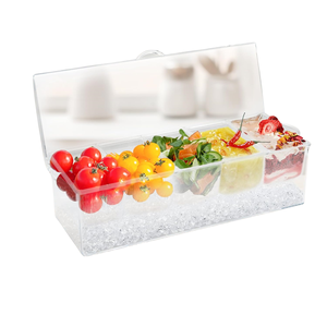 Contenedor Grande de Plástico Refrigerado para Condimentos con 5 Recipientes para Conservación de Frescura, Ideal para Bares y Fiestas - Product Image 4