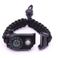 Vipera — Bracelet à cordon tactique, 7-en-1, grande boussole, LED, fonction d'urgence, lampe torche et fouet, système de survie