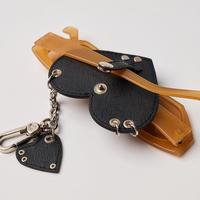 Porte-lunettes en cuir PU en forme de cœur, clip portable pour lunettes avec breloque porte-clés, pochette de rangement anti-rayures pour sac