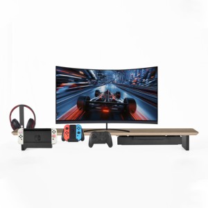 SAMDI Supporto <span class=keywords><strong>per</strong></span> Monitor in Legno di Noce Personalizzato, Rialzo Doppio Portatile <span class=keywords><strong>per</strong></span> Scrivania, Ufficio Domestico, Soggiorno - Product Image 3