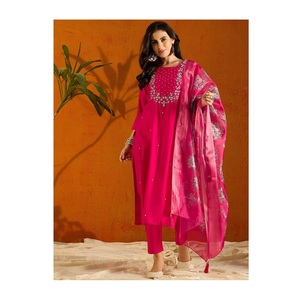 Suministro al por mayor 3 piezas Kurtis Pant Dupatta Ropa étnica Accesorios Ropa india y paquistaní Kurti Set - Product Image 1