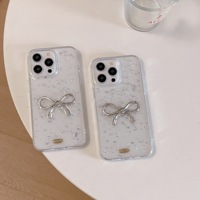 Nouvelle coque élégante transparente avec nœud 3D en résine pour iPhone 16 15 14 13 12 11 Pro Max, étui de téléphone scintillant avec diamants pour iPhone 16 Plus