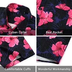 Camicia hawaiana estiva casual da uomo a maniche corte con bottoni, fantasia floreale, stile Aloha, per vacanze e spiaggia tropicale - Product Image 4