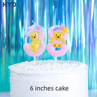 2026 Niedliche Bären-Kuchenaufsätze 3D Cartoon-Tier Geburtstagskerzen Dekorative Backzubehör für Baby Jungen Mädchen Kuchendekoration