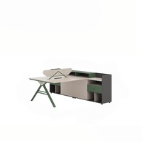 Poste de travail de bureau pour 4 personnes avec cloison de séparation et armoire de rangement, table de travail modulaire pour espace ouvert