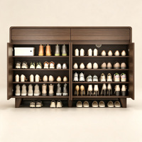 Meuble à chaussures en bois massif pour entrée, meuble de rangement mural fin et grande capacité, étagère à chaussures intégrée pour le couloir de la maison