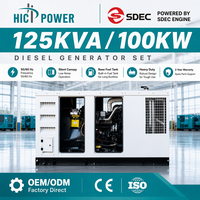 Groupe électrogène diesel SDEC silencieux de type Stage V 100 kW 125 kVA, groupe électrogène insonorisé pour l'alimentation de secours des usines industrielles