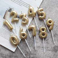 Kinder Geburtstagstorte Zahlenkerze Champagner-Gold Kuchendekoration Ballonkerze für Partys