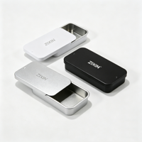 Caja de Metal Deslizante Plateada con Logotipo Personalizado de Alta Calidad, Estuche Rectangular de Metal con Sistema de Empuje y Extracción para Envasado de Bálsamo de Perfume Sólido