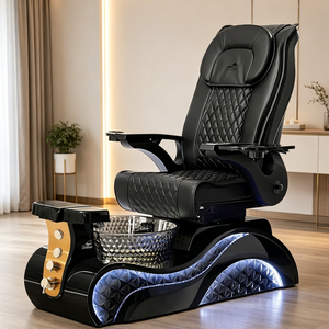 Fauteuil de pédicure blanc, fauteuil de manucure, fauteuil de salon électrique inclinable avec massage et éclairage LED - Product Image 2