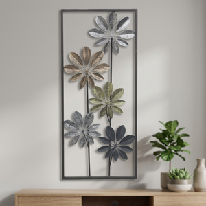 Arte de pared de hierro negro antiguo, estilo indio moderno, diseño de hoja de árbol abstracto, jarrón de pared decorativo de larga duración para el hogar Vertical - Product Image 2