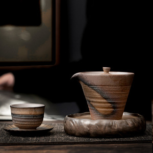 Théière en céramique rétro en forme de cône avec couvercle, ensemble de thé Kung Fu portable, poterie de petite taille - Product Image 2