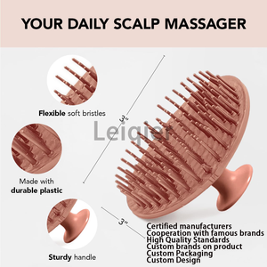 Peigne à cheveux en silicone personnalisé avec logo, style tendance, exfoliant, pour la croissance des cheveux et l'élimination des pellicules, manche en plastique - Product Image 2
