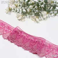 Bordure en dentelle brodée personnalisée 6 cm rose bicolore avec broderie florale pour ourlet de jupe, robe, décoration de vêtement, couture