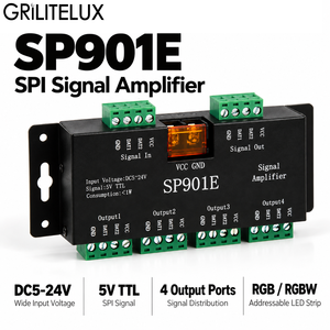 SP901E SPI เครื่องขยายสัญญาณ DC5-24V 8CH ข้อมูลเดี่ยว 4CH ข้อมูลคู่ใช้งานร่วมกับพิกเซลแถบ LED WS2811 WS2812B - Product Image 2