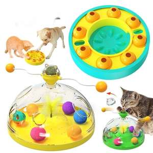 Bola de juguete interactivo para gatos, molino de viento de hierba gatera con plumas verdes, Bola de rompecabezas, estimulador del apetito, gatos divertidos - Product Image 2