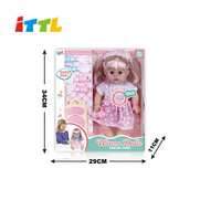 ITTL Vente en gros Adorable poupée bébé de 14 pouces avec poussette et accessoires Ensemble de jouets pour poupées 4 jouets sonores Poupée