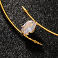 Collier de chaîne à maillons plaqué or pour dames haut de gamme avec clavicule ovale géométrique Nouvel anneau de chaîne multifonctionnel en Zircon
