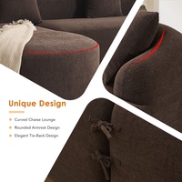 30D Hochdichtes Braunes Modulares Chenille-Sofa mit Gebogener Chaiselongue Kompressionsschwamm L-förmiges Ecksofa