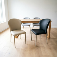 Chaise de salle à manger minimaliste nordique moderne avec siège en cuir PU et structure en métal pour hôtel, restaurant, usage domestique