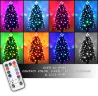 Sapin de Noël en pin multifonctionnel de 1,8 m de haut, de qualité supérieure, avec télécommande, lumières LED multicolores à piles, et étoile pour le sommet du sapin