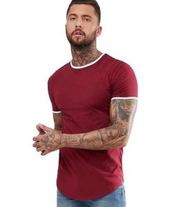 Camiseta a la moda para hombre, camisa deportiva de manga corta con contraste, color burdeos, superventas - Product Image 1