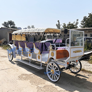Carrosse de tourisme électrique royal historique de luxe à quatre rangées de sièges violets, type Victoria, à chevaux - Product Image 3