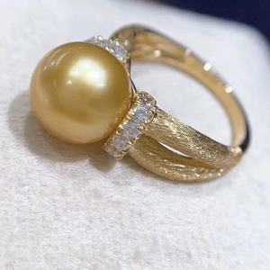 Bague de mode en argent 925 importé exquis avec incrustation de perles d'or naturel, finition givrée, livrée avec boîte cadeau - Product Image 3