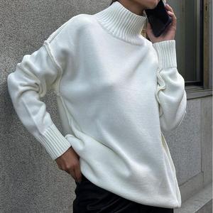 New Casual Splicing High Neck Loose Thickened Women's <b>Sweater</b> Knitted Pullover Fashion - Product Image 2