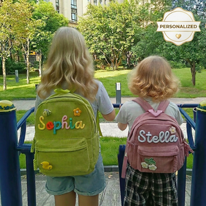 Mochila Mini de Pana con Nombre Personalizado en Crochet, Diseño Floral Arcoíris, <span class=keywords><strong>para</strong></span> Niñas Preescolares, Regalo de Regreso a Clases - Product Image 1