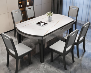 Planche à manger en fer forgé, table de salle à manger moderne minimaliste, restaurant de luxe rectangulaire, table italien - Product Image 4