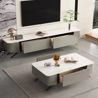 Table basse en pierre avec tiroirs de rangement - Design moderne de luxe léger pour salon, bureau, hôtel, meubles de maison