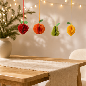 Ensemble d'ornements en papier nid d'abeille 3D colorés en forme <span class=keywords><strong>de</strong></span> mini-fruits avec papier épais pour la décoration <span class=keywords><strong>de</strong></span> l'<span class=keywords><strong>arbre</strong></span> <span class=keywords><strong>de</strong></span> Noël - Product Image 4