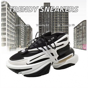 New Arrival Unisex Sneakers with Thick Platform Mixed Color Lace-Up <b>Height</b> <b>Increase</b> <b>Shoe</b> Autumn/Winter Trending Street Style - Product Image 2