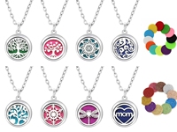 Collier diffuseur d'huiles essentielles en acier inoxydable de 15 mm, motif Arbre de Vie, pour femme, pendentif parfum, vente en gros pour couples