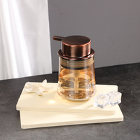 Bouteille de nettoyage en verre ambré de 300 ml avec pompe à pression facile pour savon pour les mains, nettoyant pour le visage, soins de la peau et des cheveux