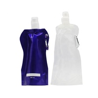 Pochette d'eau pliable personnalisable avec logo, avec bouchon verseur de qualité alimentaire, 500 ml, sac réutilisable anti-fuite pour jus et aliments visqueux