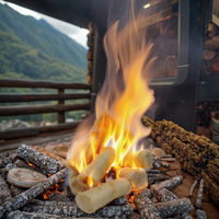 Allume-feu en rouleau de bois trempé dans la cire 100% naturelle - Démarreur de feu portable pour cheminée et charbon de barbecue