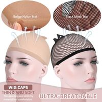 Bavavlin Bonnets de perruque en nylon - Lot de 6 bonnets de perruque, base en filet, extensibles, élastiques et respirants, 4 bonnets de perruque beiges + 2