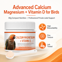 Poudre de calcium et de magnésium pour oiseaux, vitamine D, supplément minéral aviaire, aide à la force des os, formation des coquilles d'œufs, aide à la brillance des plumes, 80g