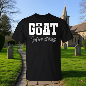 Camiseta de fe cristiana con diseño de Dios sobre todas las cosas, color negro, unisex - Product Image 3