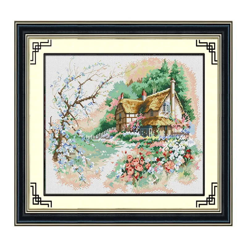 Summer Village Scenic Cottage Home Decoration Cross Stitch Handmade Needlework Cross-Stitch Embroidery Kits